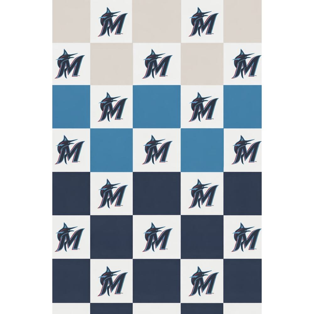 NEW The Styled Collection Miami Marlins MLB Buttery Ombre Check Throw Blanket